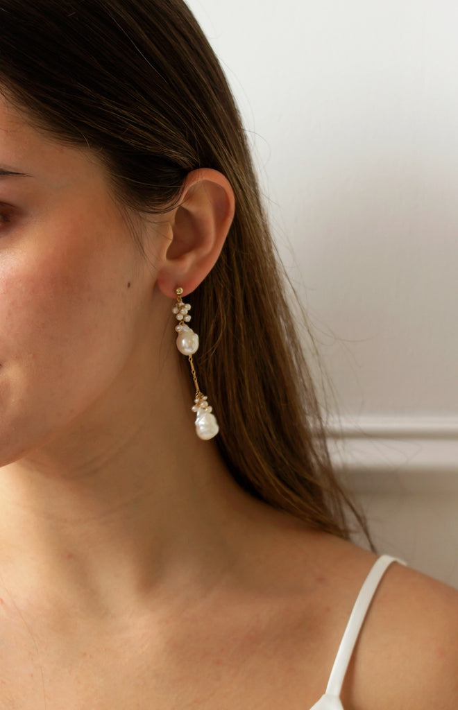 Lumiere Double Baroque Freshwater Pearl Earrings