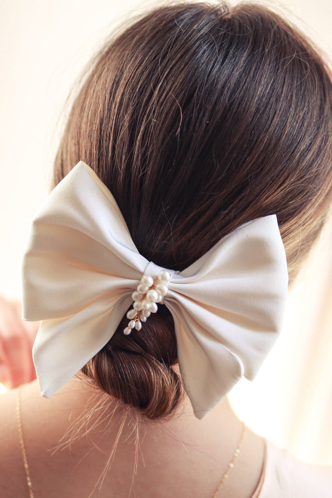 Margot Pearl and Silk Bow Barrette