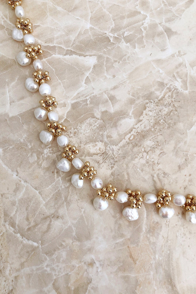 pearl and gold statement necklace