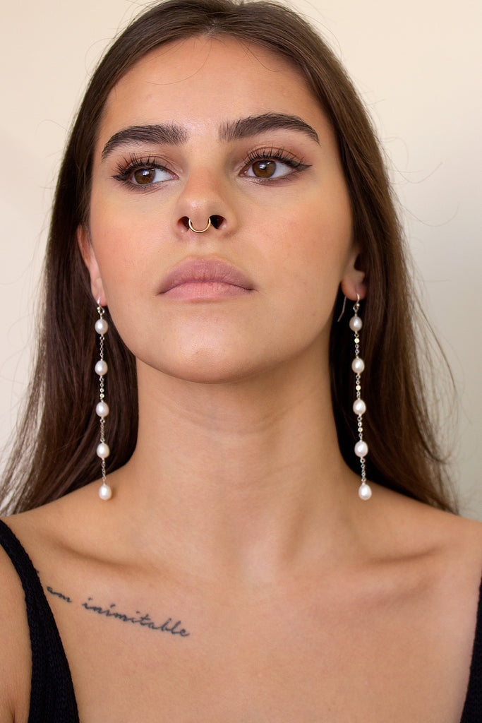 Pearl Tendril Shoulder Duster Earrings - Christine Elizabeth Jewelry