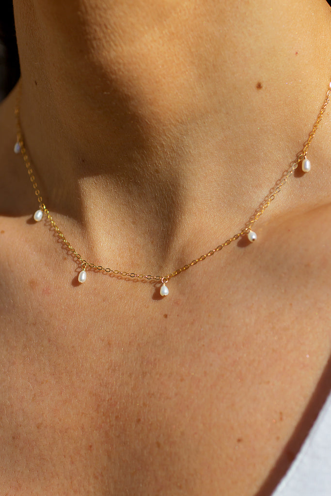 Petite Freshwater Pearl Droplets Necklace