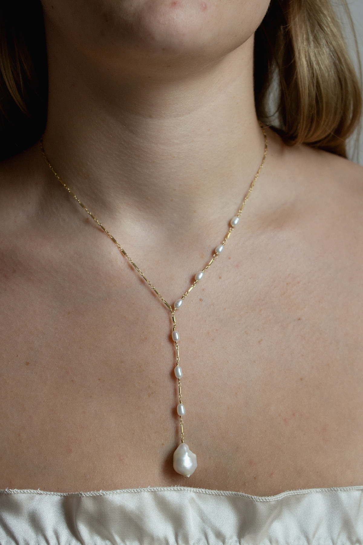 Asymmetrical Baroque Pearl Necklace