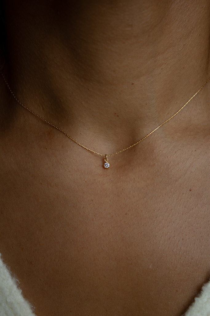 Minimal Crystal Solitaire Necklace