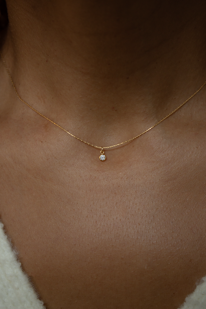 Minimal Crystal Solitaire Necklace