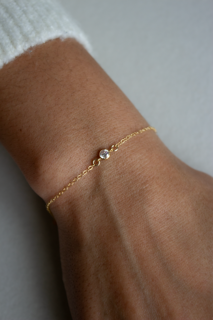 Minimal Crystal Solitaire Bracelet