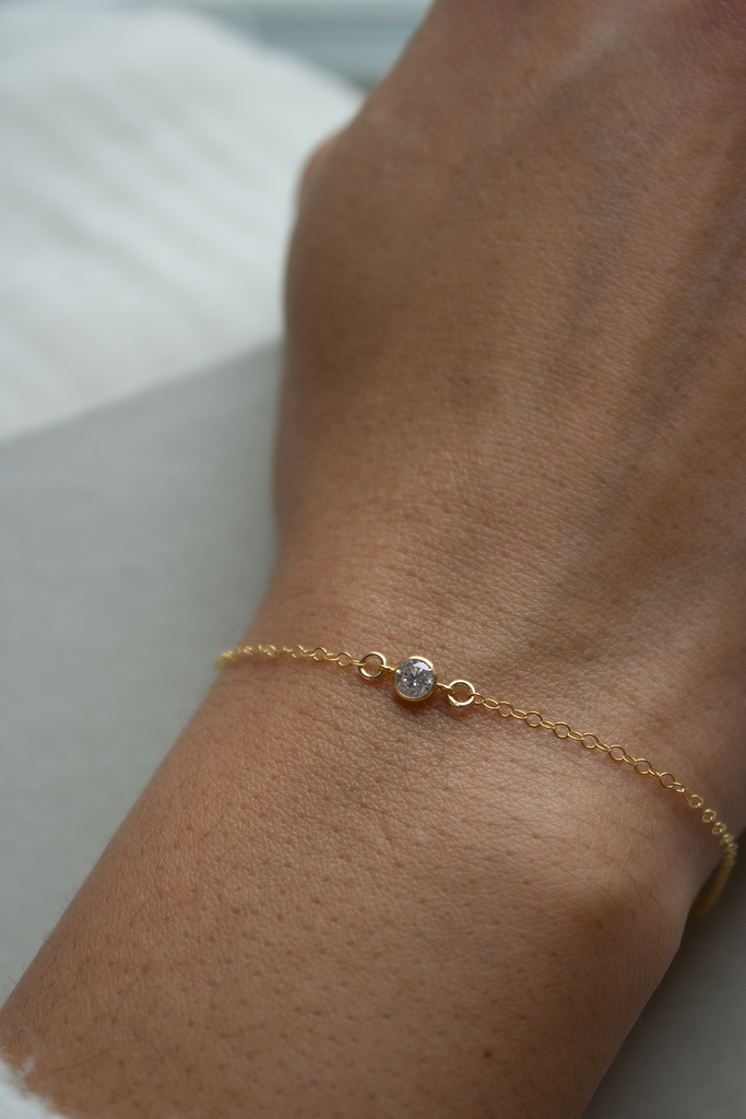 Minimal Crystal Solitaire Bracelet