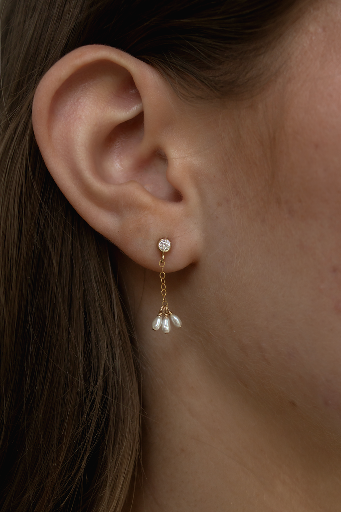 Minimal Crystal and Pearl Drop Earrings