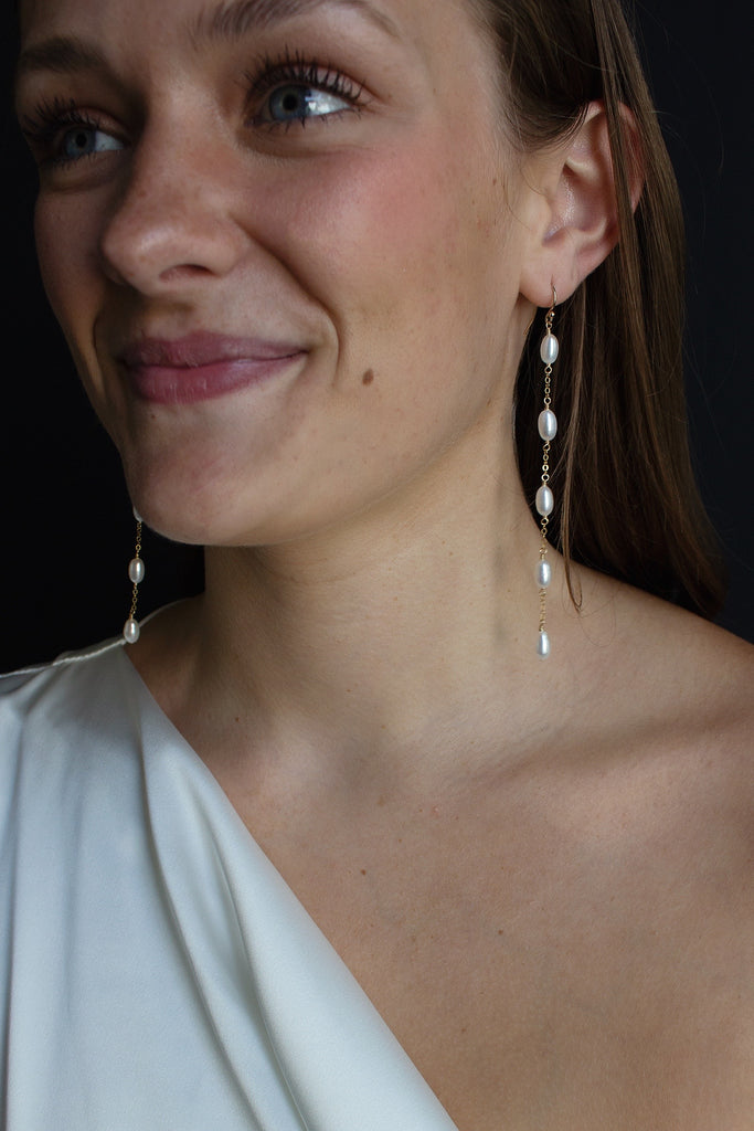 Pearl Tendril Shoulder Duster Earrings