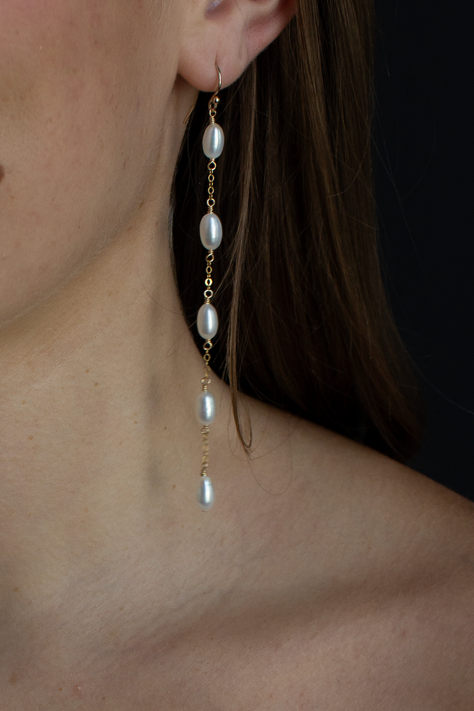 Pearl Tendril Shoulder Duster Earrings