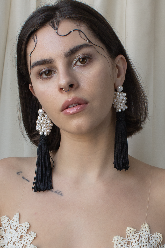 Grande Tassel Earrings - Noir