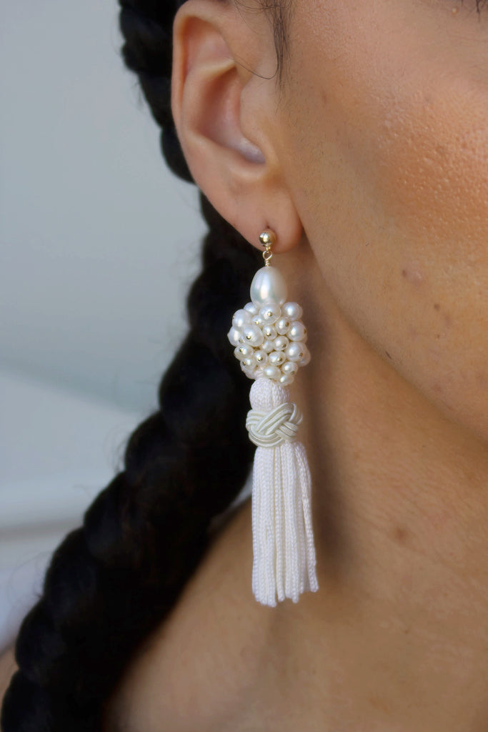 Petite Pearl Tassel Earrings - posts