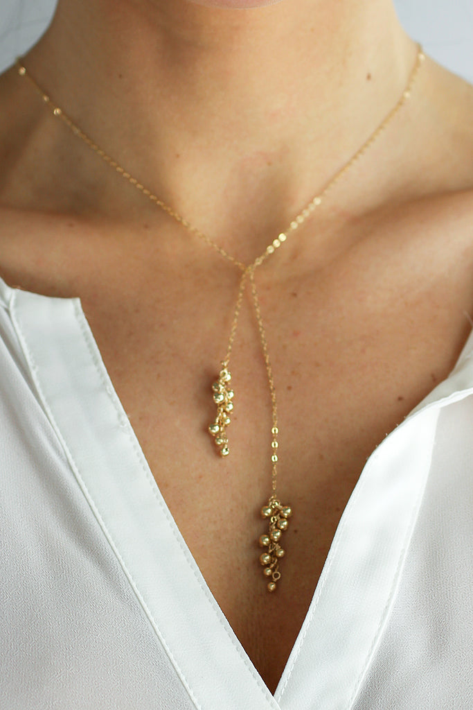 Gold Dust Tie Lariat Necklace
