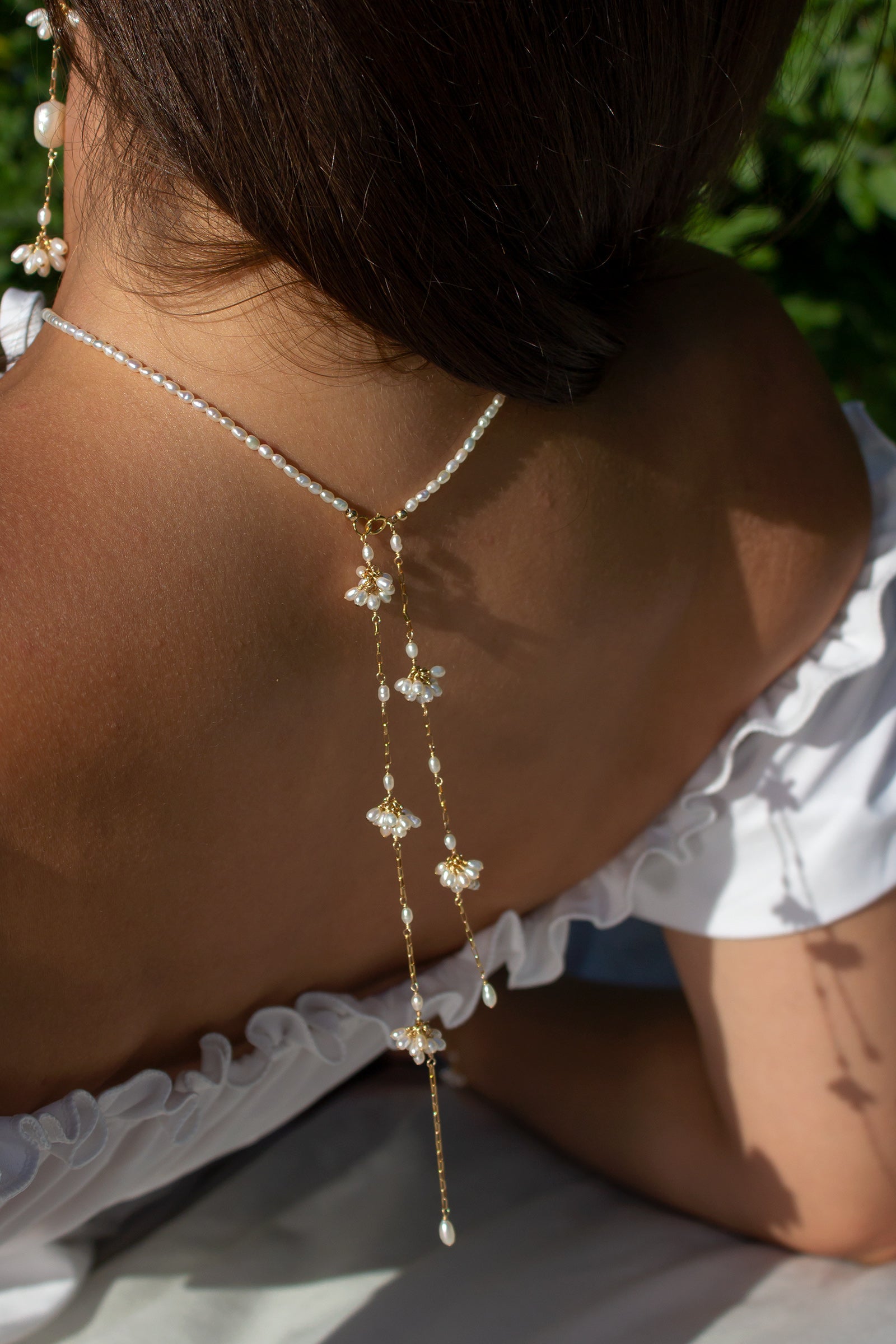 Pearl Back Necklace Sliding Back Chain | Lariat Back Pendant | Wedding  Dress Jewel | Gift for Bride – Katou Jewelry
