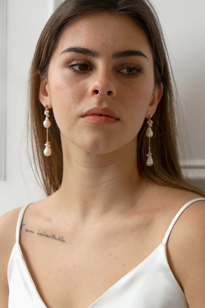 Lumiere Double Baroque Freshwater Pearl Earrings
