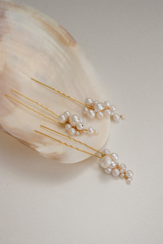 Sereine Pearl Tendril Hair Pins - set of 3