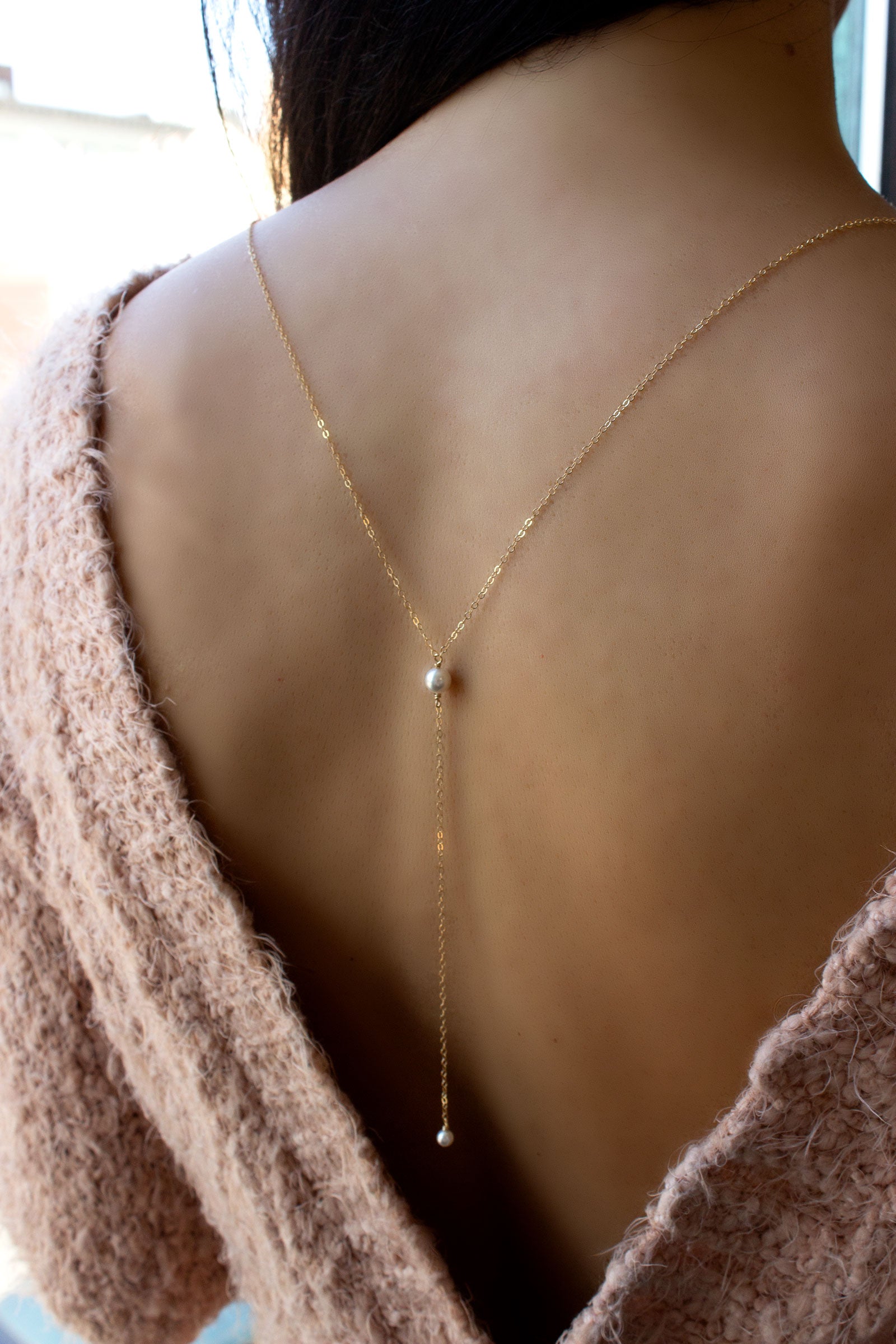 Freshwater Pearl Back Drop necklace - Jen Williams Jewellery