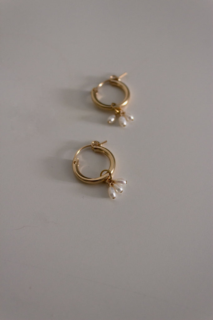 Petite Freshwater Pearl Droplets Mini Hoop Earrings