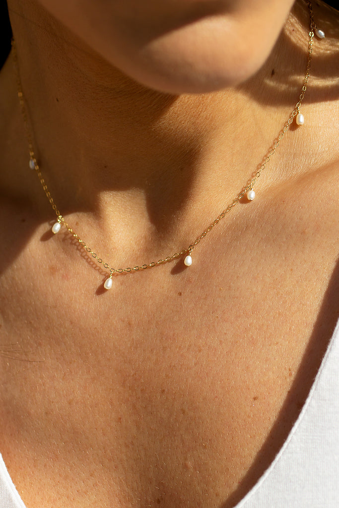 Petite Freshwater Pearl Droplets Necklace