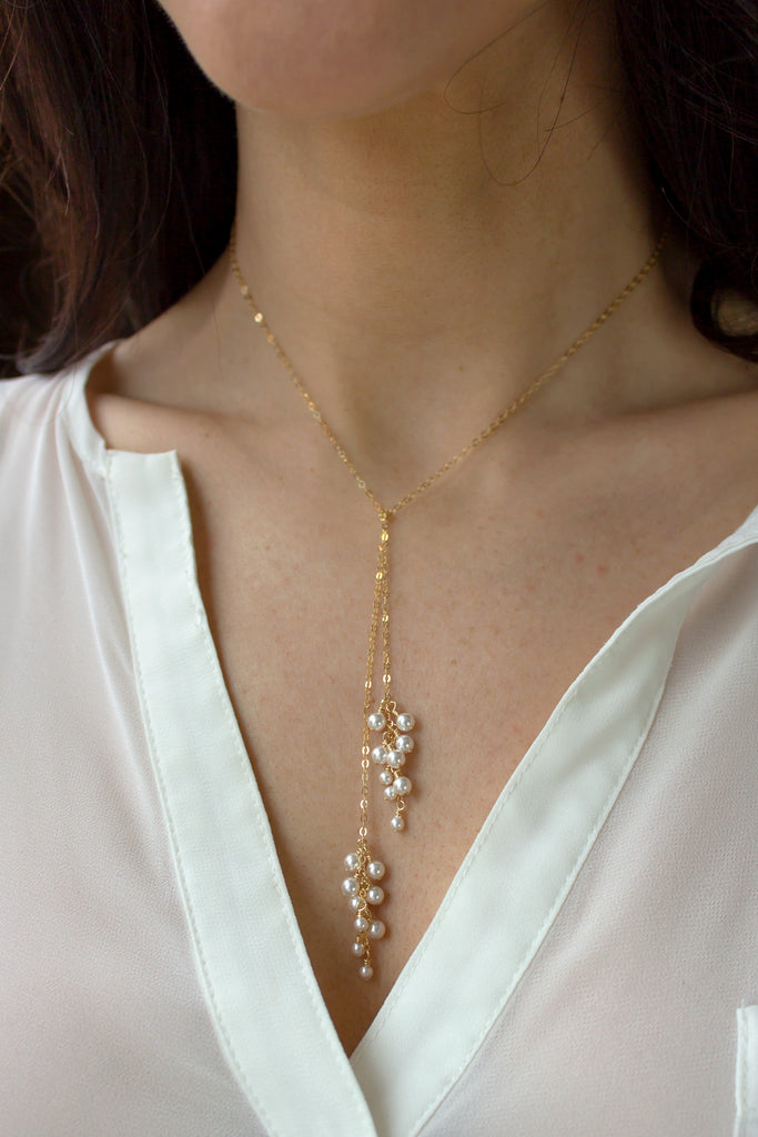 Pearl Dust Tie Necklace